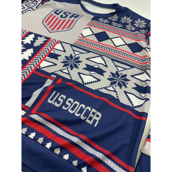 USA Soccer Ugly Christmas Sweater Shirt Pullover Lightweight Blue Red Mens 3XL - Picture 4 of 13